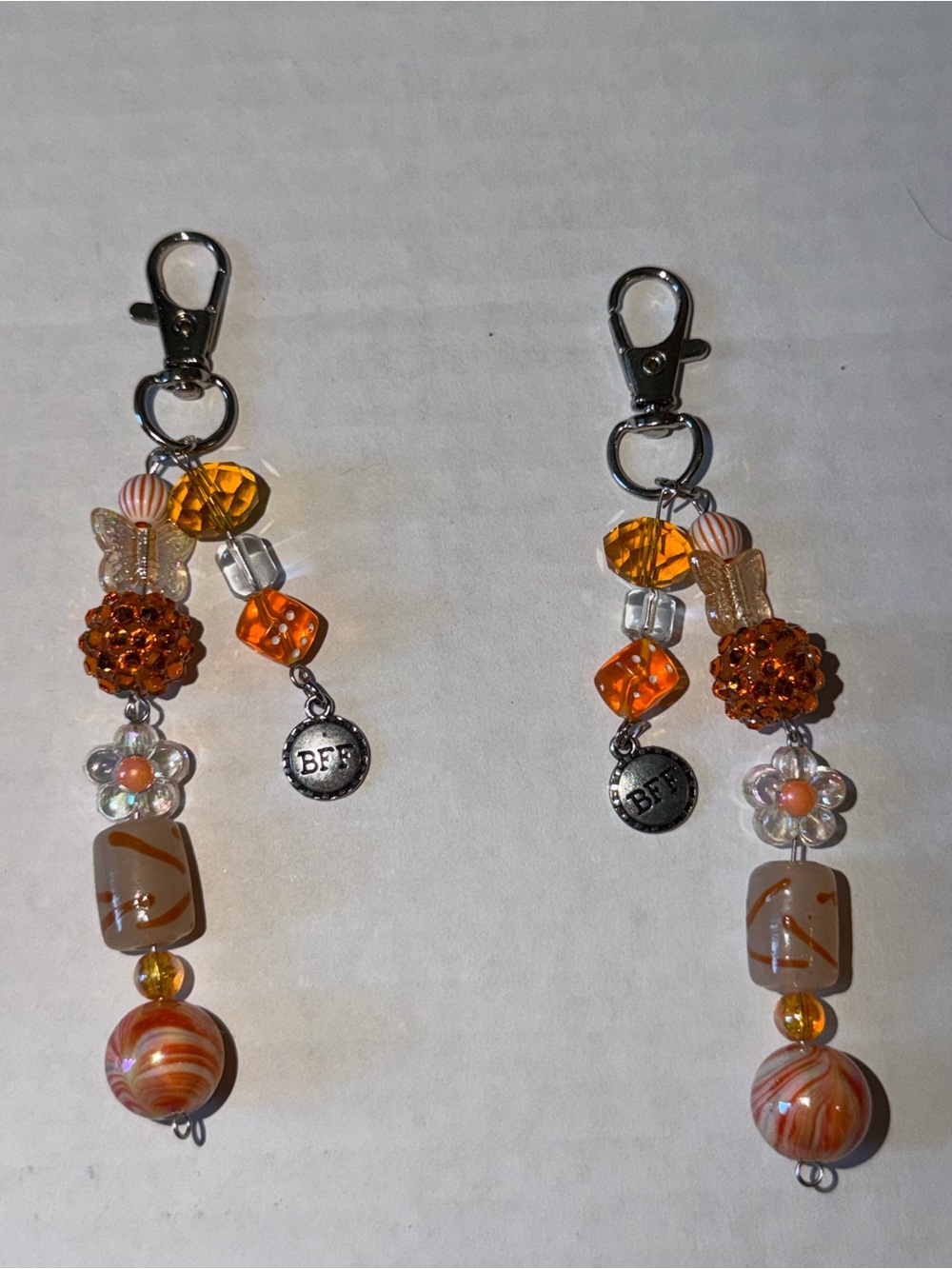 Orange Beaded BFF Key & Card Holder Charm